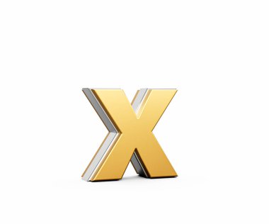 Pırıl pırıl Altın Harf X Işıldıyor Pırıl pırıl modern tasarımıyla Kenarları 3 boyutlu
