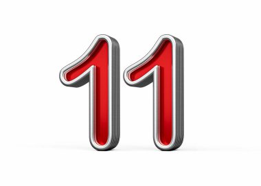 Canlı kırmızı 11 numara Metalik Parıltı ve Yanmış Kenarlı, 3 boyutlu Görüntü