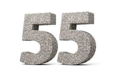 55 Numara, kaya parçalarından ya da beyaz arkaplandaki mezar taşlarından yapılmış.