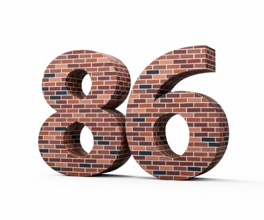 Tuğla Duvarı Numara 86 86 Renkli Tuğla Duvarı 3D Görüntü