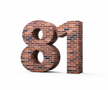 Tuğla Duvarı Seksen bir 81 basamaklı Renkli Tuğla Duvarı 3D Görüntü