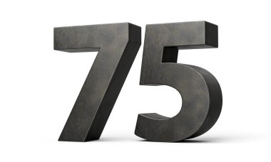75 Numara Gri Yapımlı Demir döküm Beyaz Arkaplan 3D Görüntü