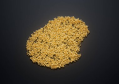 Nauru Haritası Yüksek Kaliteli Altın Parlak Metalik Boncuklar ya da Taşak 3B İllüstrasyon