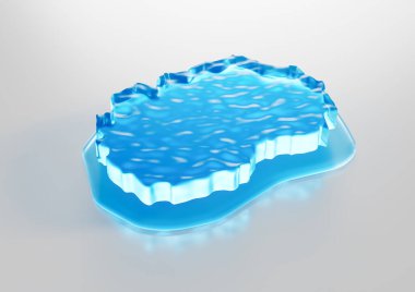 Kuzey Makedonya 'nın Su Haritası Okyanusta Eriyen Küresel Isınan Buzul Mavi Su 3D Görüntü