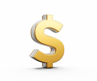 Parlak Altın Amerikan Doları Sembol Parıltısı Parlak Modern Tasarım 3D İllüstrasyon