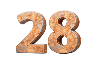 28 numara eski paslı demir metal desenli 3D resimden yapılmış.