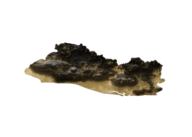 El Salvador Haritası Altın Metalik Doku Haritası Altın Rezervleri ve Altın Madencilik Konsepsiyonu 3B İllüstrasyon