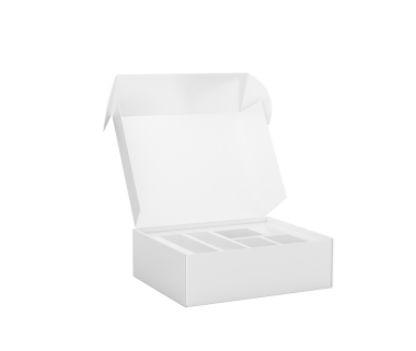 Beyaz Karton Kutu Açık Vitrin Model Şık Modern Tasarım Ürün Görünümü 3d İllüstrasyon