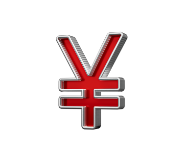 Canlı Japon Yen Para Birimi Sembolü Metal Parıltısı ve Bükülmüş Kenarlar 3D Görüntü