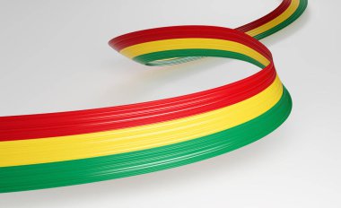 3d Gine Bayrağı 3d Dalgalı Parlak Gine Bayrakları Beyaz Arkaplanda İzole Edildi 3d Görüntü