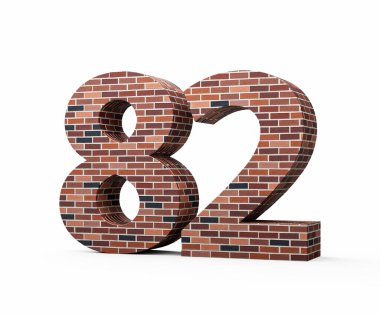 Tuğla Duvarı Numara 82 Renkli Tuğla Duvarı 3D İllüstrasyon