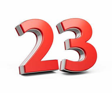 Kalın Kırmızı 23 numara Metalik Arkaplanda 3 boyutlu Görüntü