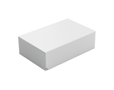 Ambalaj için dikdörtgen karton kutu modeli, yatay olarak konumlandırılmış 3d illüstrasyon