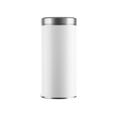 3 boyutlu beyaz silindirik kahve kavanozu, gümüş renkli 3 boyutlu resim.