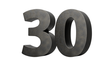 Gri, pürüzsüz, üç boyutlu resimden yapılmış 30 numara.