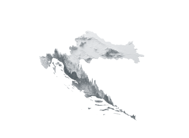 Hırvatistan Gri Haritası ve Gölgeli Yardım Haritası 3B Görüntü