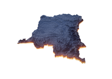 Aydınlatılmış Kongo Veri Haritası Coğrafi Özellikleri Vurguluyor Neon Işıklı 3B Görüntü