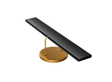 Altın Durak Kaldıraç ve Denge Konsepti 3B İllüstrasyon Üzerine Siyah Işınla Parlak Bakiye