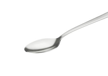 Uzatılmış sapı ve yuvarlak bovling topu illüstrasyonuyla Parlayan Metal bir kaşık