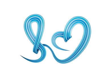 Mavi kurdele Heart 'ı şekillendiriyor. 3d illüstrasyon