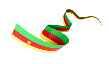 3d Kamerun Bayrağı 3d Dalgalanan Kurdele, 3D Görüntü