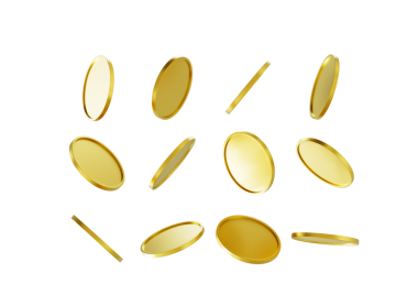 3D Düşen Altın Parlak Yuvarlak Paralar 3D Görüntü