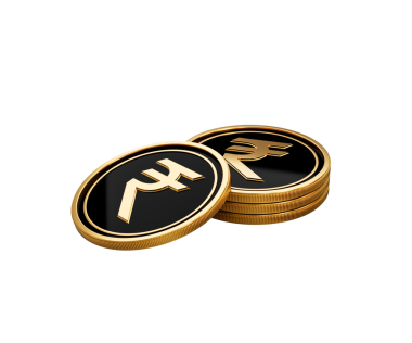 Parlak Altın ve Siyah Hint Rupileri Yuvarlak Bozukluklar Yığını 3D İllüstrasyon