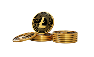 3D Altın Kripto Para Birimi Litecoin Yuvarlak Sikkeler Yığını 3D İllüstrasyon