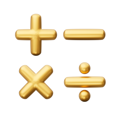 Altın 3d matematik sembolleri 3d illüstrasyon