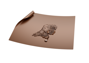 Hollanda 'nın Eski Tarz Kahverengi Haritası Açılmamış Harita Kağıt Sayfası 3d Görüntü