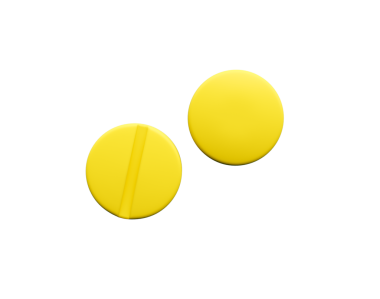 3D İki Gerçekçi Sarı Yuvarlak SağIık Hapları Mavi 3D İllüstrasyon Konsepti