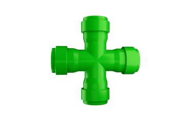 3D Yeşil PVC Dört Yönlü Boru Bağlantısı Artı İşaret Şekli 3B Görüntü