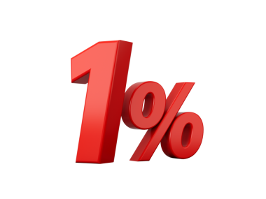 3d Kırmızı İndirim% 1 İşaret, Özel Teklif% 1% 3d Görüntü