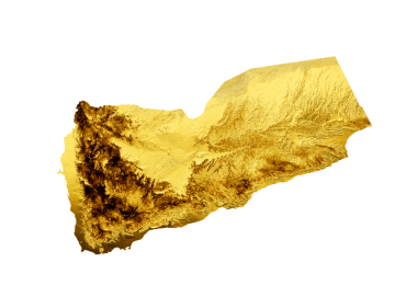 Yemen Altın Metal Renk Haritası 3D illüstrasyon