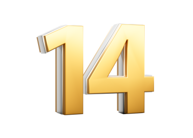 3 Boyutlu Altın Parlak 14 Numara Gümüş Çizgili 3D Görüntü