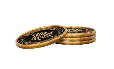 3D Altın Kripto Para Yığını IOTA Yuvarlak Sikkeler Yığını 3D İllüstrasyon