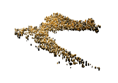 Hırvatistan Yüksek Kaliteli Altın Metalik Bakır Sütunlardan Yapılan Harita 3B Görüntü