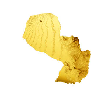 Paraguay Haritası Altın Metal Renk Haritası 3D Görüntü Arkaplanı
