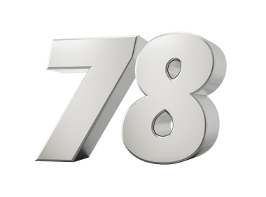 Gümüş 3D numara 78 78. İzole edilmiş beyaz arkaplan 3d illüstrasyon