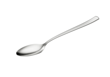 Uzatılmış sapı ve yuvarlak bovling topu illüstrasyonuyla Parlayan Metal bir kaşık