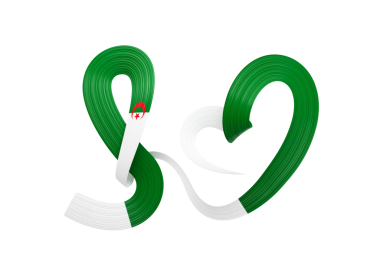 3d Cezayir Bayrağı 3d Dalgalı Parlak Cezayir Kurdelesi Gri 3d Görüntü