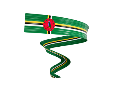 Dominica 'nın 3d Bayrağı 3d Parlak Dalgalı Dalgalı Dalgalı Kurdele 3d Görüntü