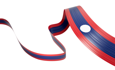 3d Laos Bayrağı 3d Parlak Dalgalı Laos Kurdelesi 3d Görüntü