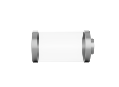 Yumuşak mavi 3d Görüntü Üzerinde Gri Metal Kapaklı Şeffaf Boş Cam Batarya Hücresi