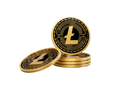 3D Altın Kripto Para Birimi Litecoin Yuvarlak Sikkeler Yığını 3D İllüstrasyon