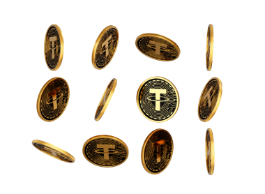 3D Düşen Altın ve Siyah Kripto Para Bağlantısı Yuvarlak Sikkeler 3D İllüstrasyon