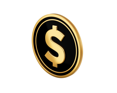 Parlak Altın ve Siyah Yuvarlak ABD Doları Para 3D Görüntü