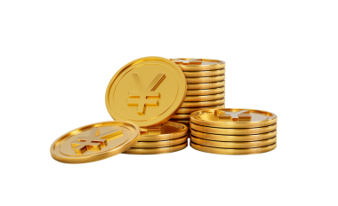 3D Altın Japon Yen Paraları Yığını Parlak Yuvarlak Paralar Yığını 3D İllüstrasyon