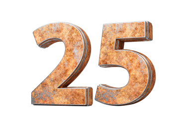 Yirmi beş numara eski paslı demir metal desenli 3D resimden yapılmış 25 basamak.