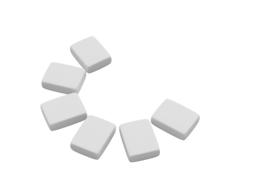 Yuvarlak kenarlı, yuvarlak şekilli altı adet beyaz silgi koleksiyonu 3 boyutlu illüstrasyon